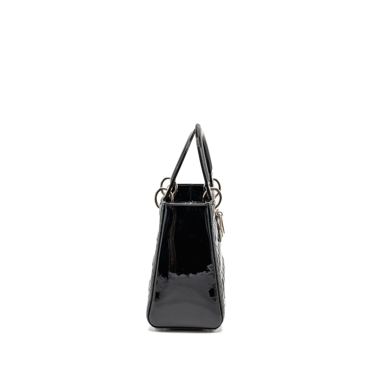 DIOR MEDIUM LADY DIOR PATENT LEATHER BLACK SHW