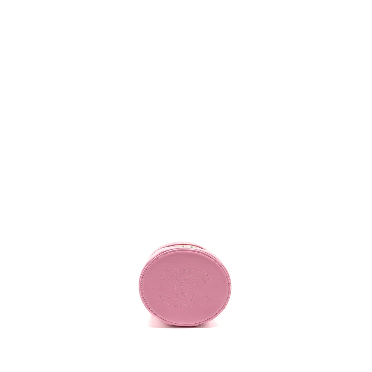 CHANEL TOP HANDLE ROUND VANITY CASE LAMBSKIN PINK LGHW