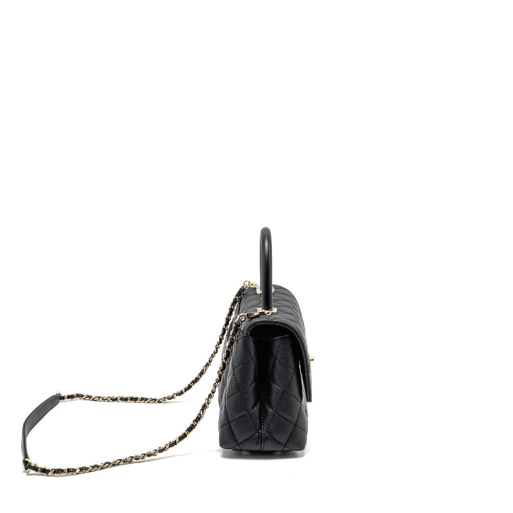 CHANEL SMALL COCO HANDLE CAVIAR BLACK LGHW(MICROCHIP)