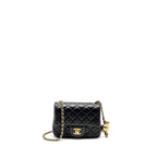 CHANEL PEARL CRUSH MINI SQUARE FLAP BAG LAMBSKIN BLACK GHW (MICROCHIP)