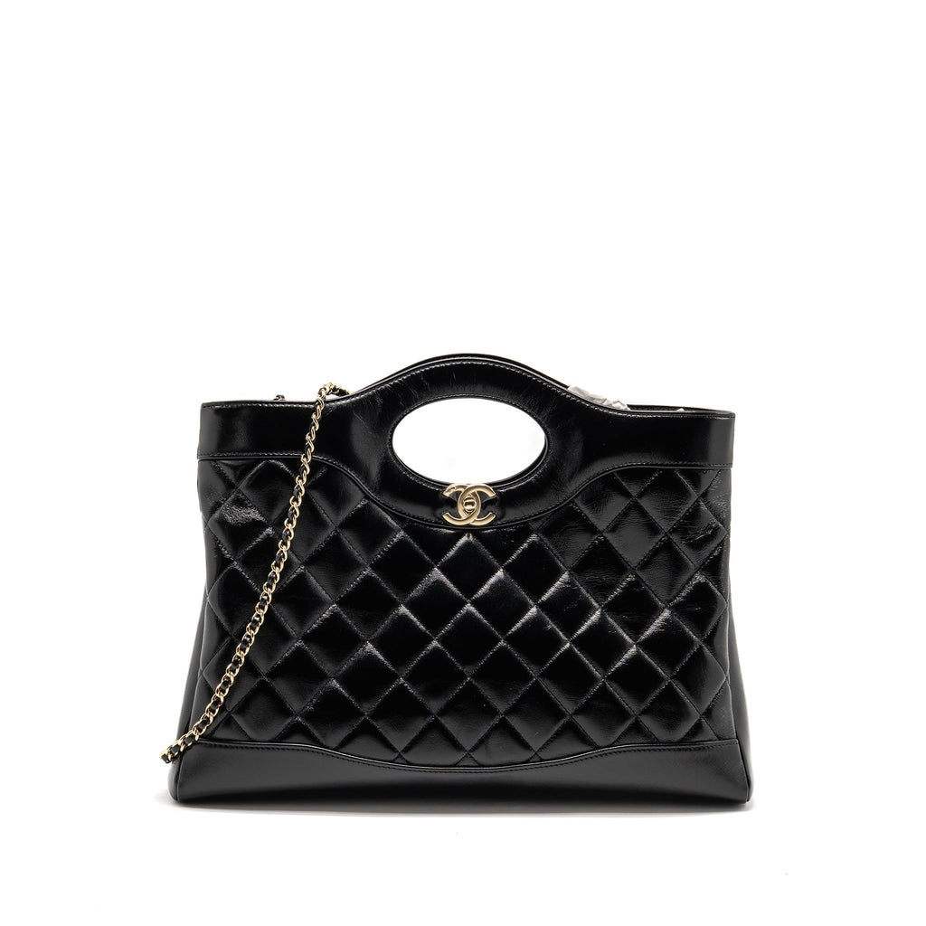 CHANEL MEDIUM 31 BAG SHINY LAMBSKIN BLACK LGHW (MICROCHIP)