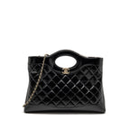 CHANEL MEDIUM 31 BAG SHINY LAMBSKIN BLACK LGHW (MICROCHIP)