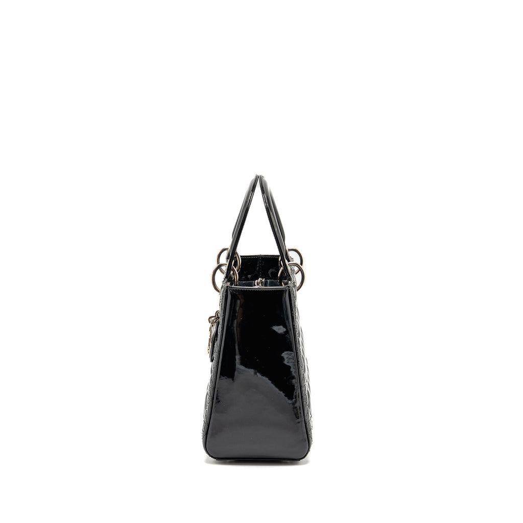 DIOR MEDIUM LADY DIOR PATENT LEATHER BLACK SHW