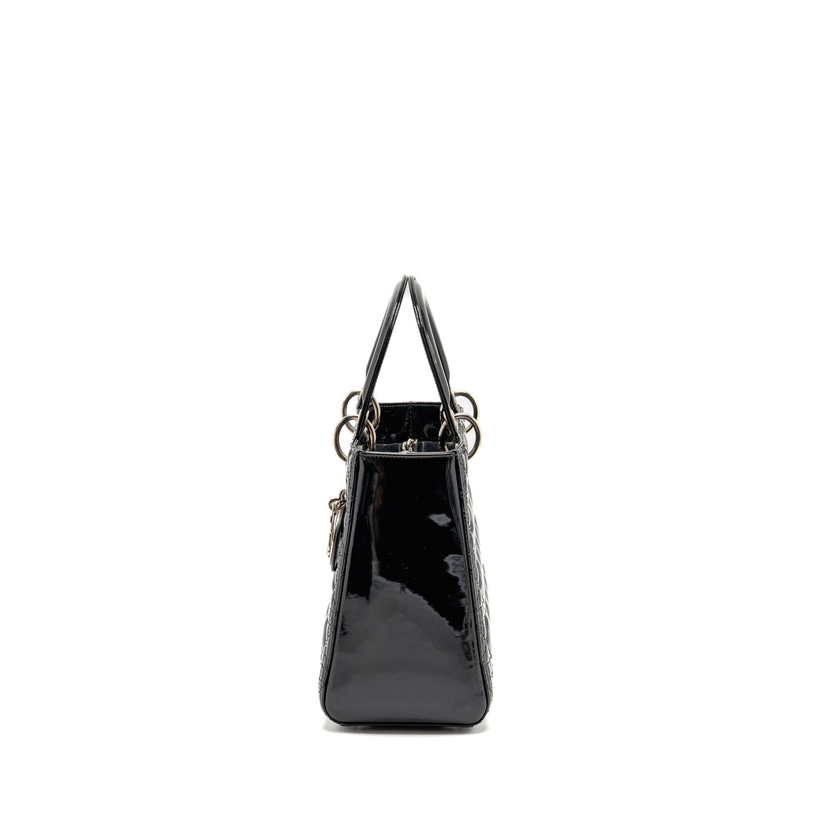 DIOR MEDIUM LADY DIOR PATENT LEATHER BLACK SHW