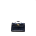 Hermes Kelly Pochette Matt alligator mississippiensis blue indigo GHW