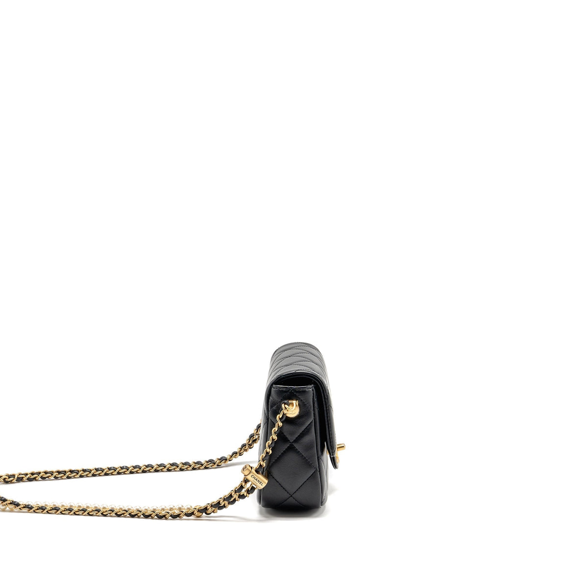 CHANEL MY PERFECT MINI FLAP BAG LAMBSKIN BLACK GHW (MICROCHIP)
