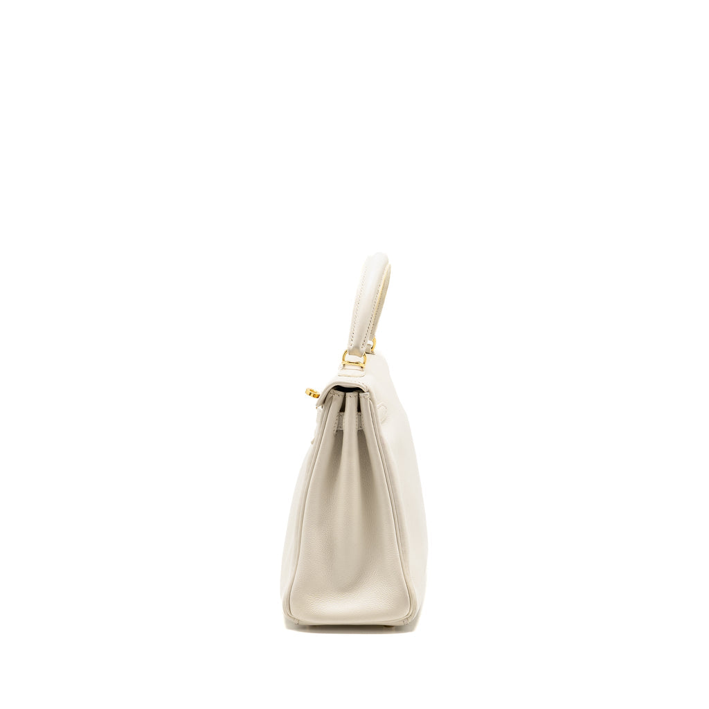 HERMES KELLY 25 EVERCOLOR BLANC GHW