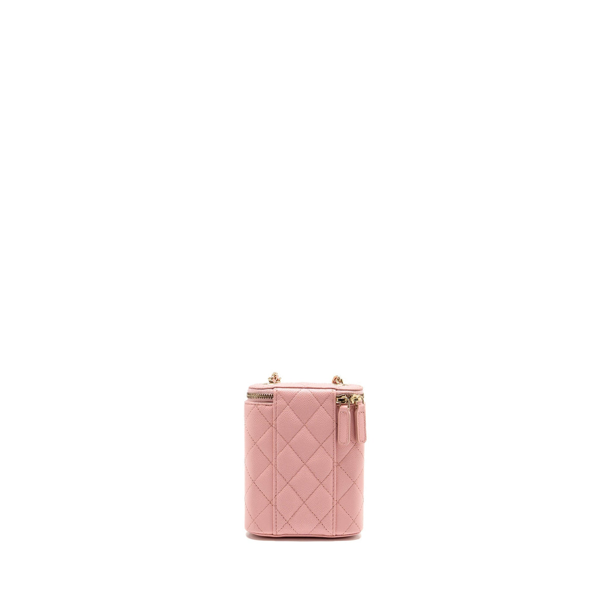 Chanel mini long vanity case with chain caviar pink LGHW