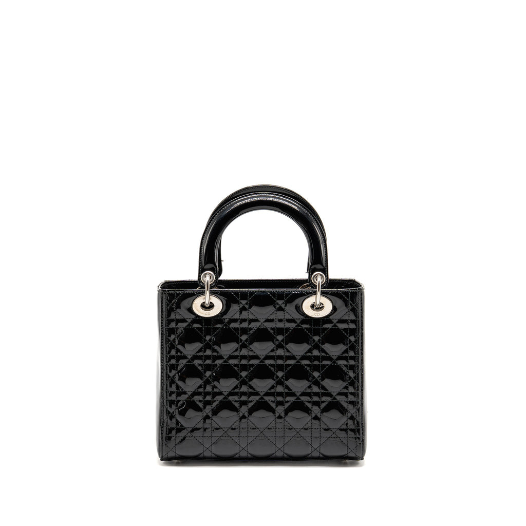 DIOR MEDIUM LADY DIOR PATENT LEATHER BLACK SHW