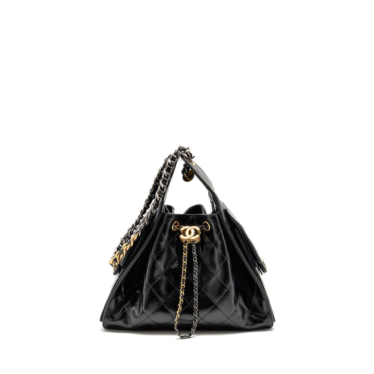 Chanel Small 25 Bag Aged Calfskin Black Multicolour Hardware (Microchip)