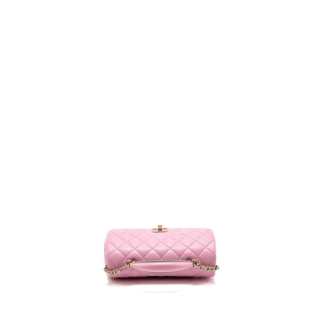 Chanel Top Handle Mini Rectangular Flap Bag Lambskin pink / Light Green LGHW (Microchip)