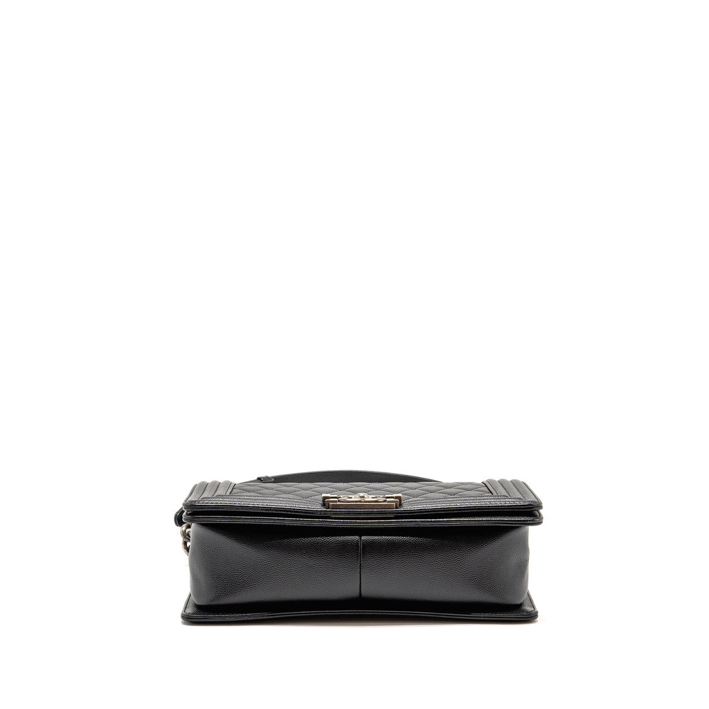 CHANEL MEDIUM BOY BAG CAVIAR BLACK RUTHENIUM SILVER HARDWARE
