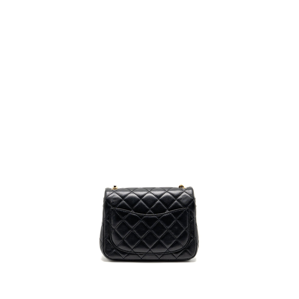 CHANEL PEARL CRUSH MINI SQUARE FLAP BAG LAMBSKIN BLACK GHW (MICROCHIP)