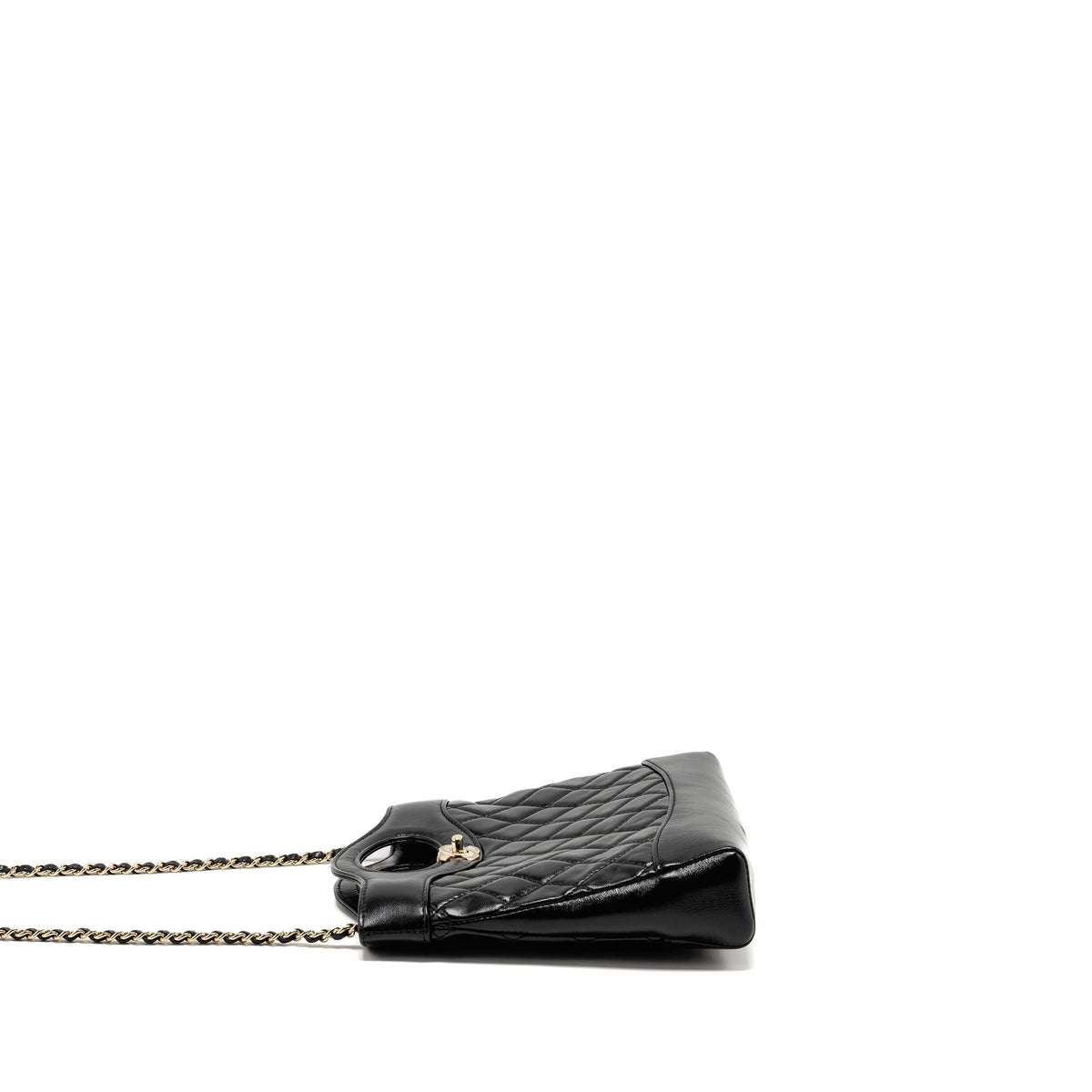 CHANEL MINI 31 BAG SHINY LAMBSKIN BLACK LGHW (MICROCHIP)