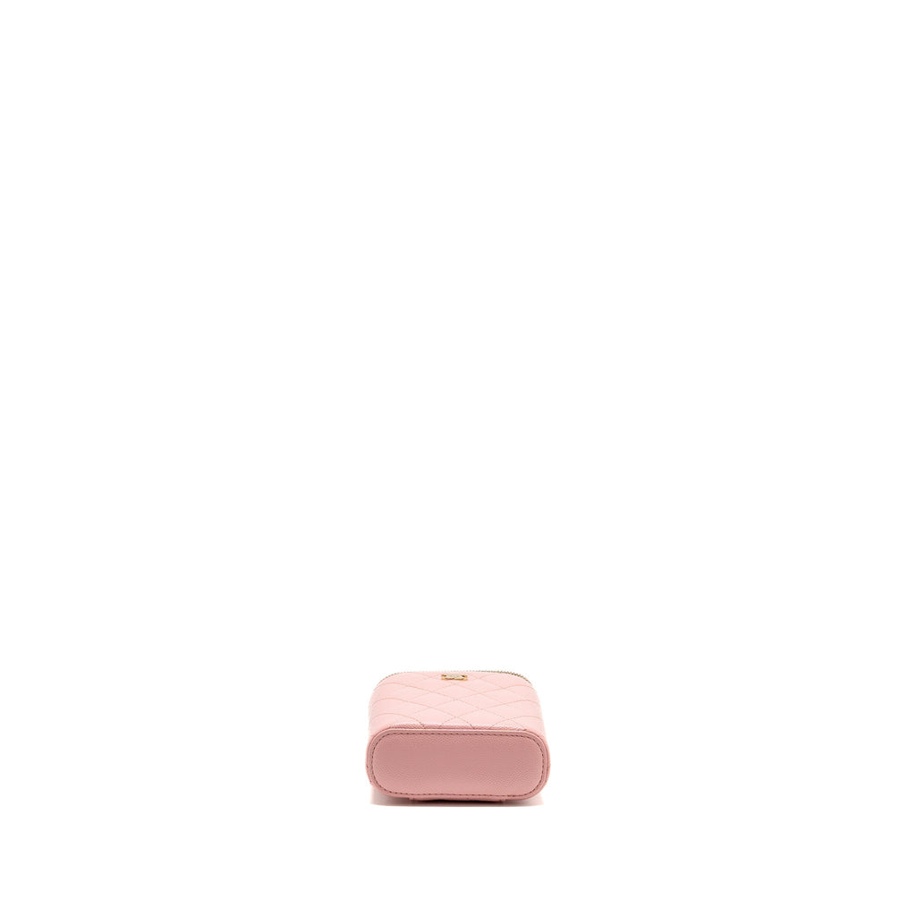 Chanel mini long vanity case with chain caviar pink LGHW