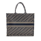 DIOR LARGE BOOK TOTE BLUE DIOR OBLIQUE EMBROIDERY