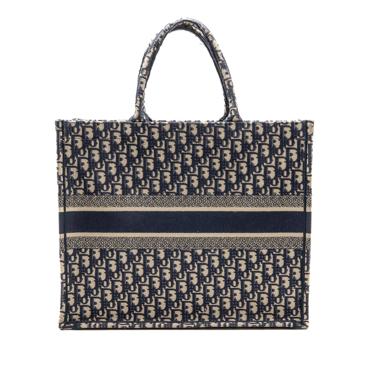 DIOR LARGE BOOK TOTE BLUE DIOR OBLIQUE EMBROIDERY