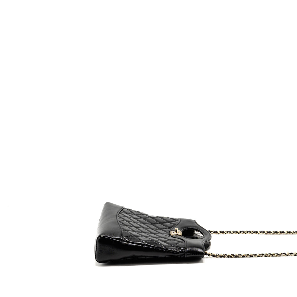 CHANEL MINI 31 BAG SHINY LAMBSKIN BLACK LGHW (MICROCHIP)