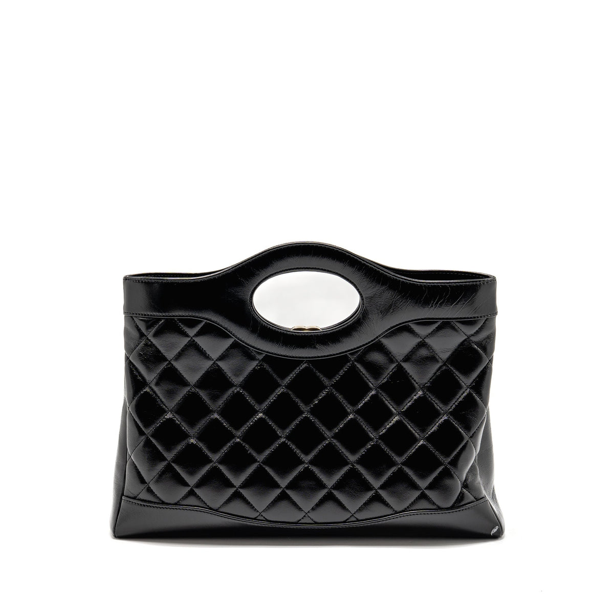 CHANEL MEDIUM 31 BAG SHINY LAMBSKIN BLACK LGHW (MICROCHIP)