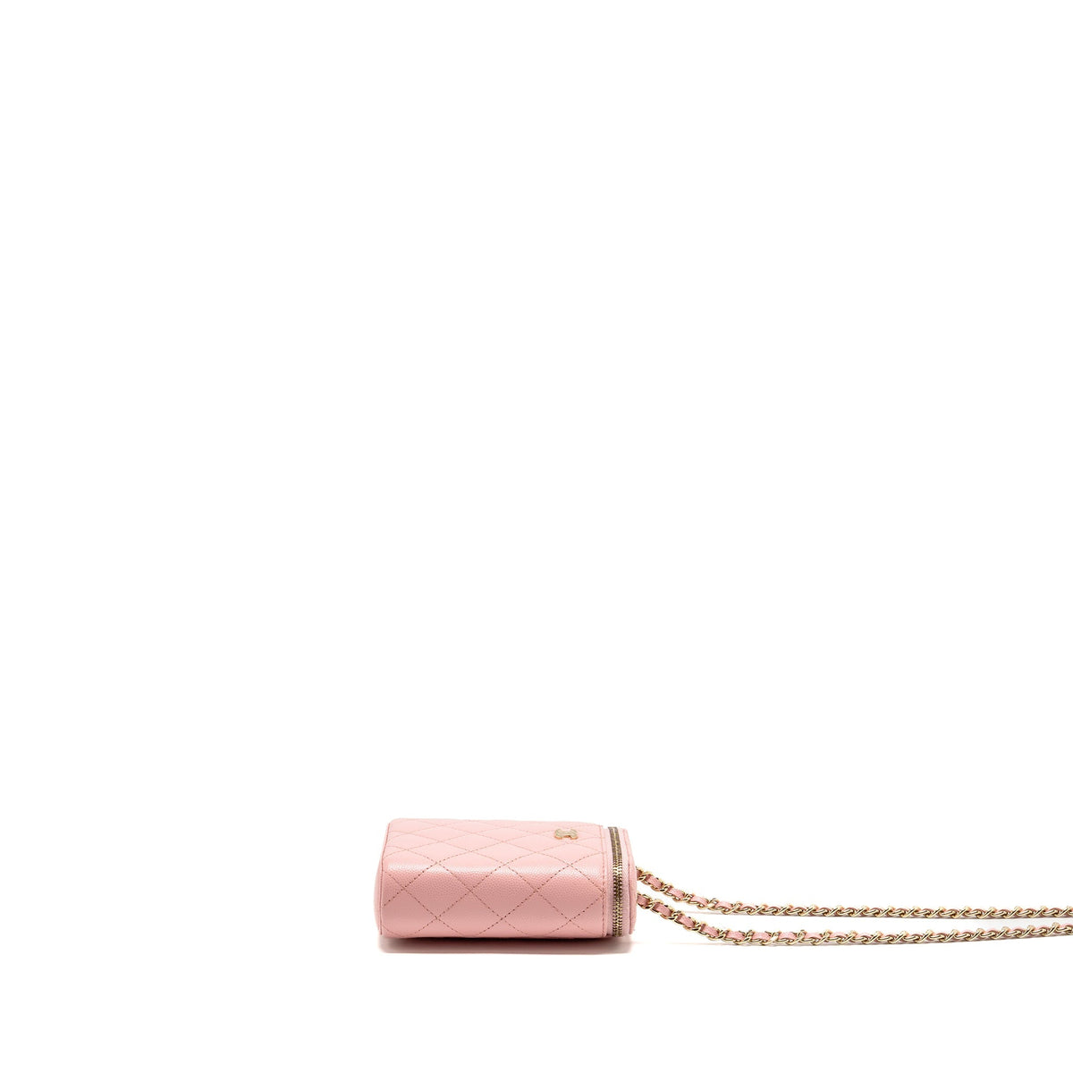 Chanel mini long vanity case with chain caviar pink LGHW