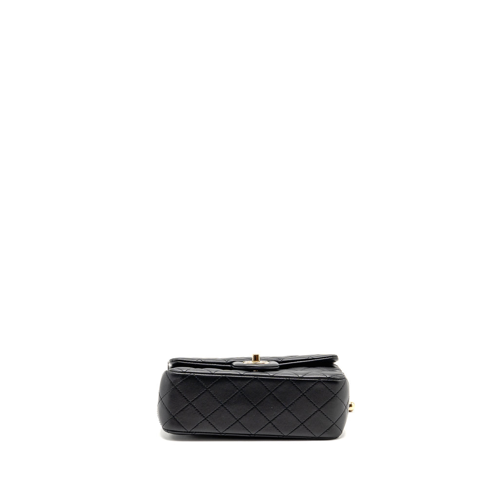 CHANEL PEARL CRUSH MINI RECTANGULAR LAMBSKIN BLACK LGHW (MICROCHIP)