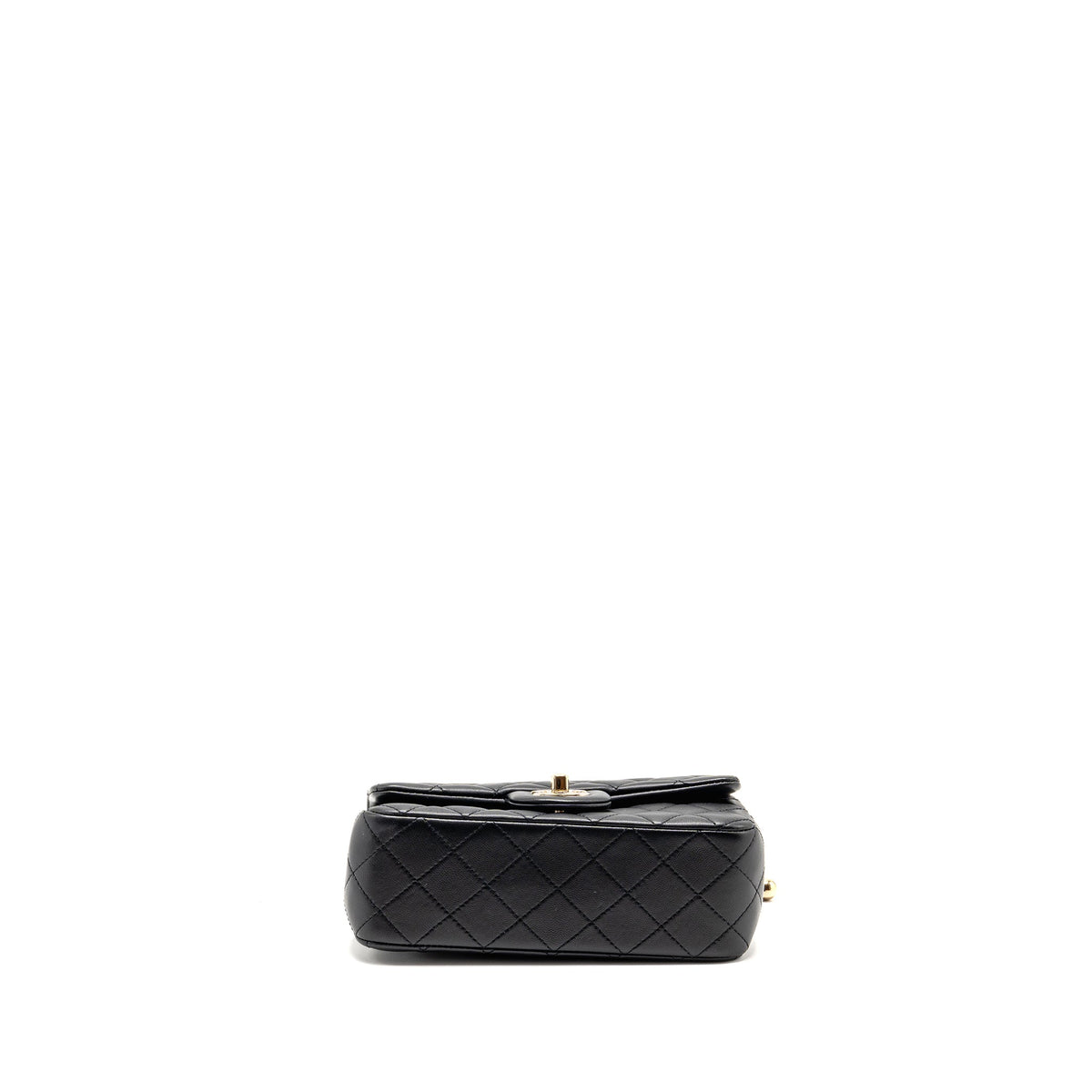 CHANEL PEARL CRUSH MINI RECTANGULAR LAMBSKIN BLACK LGHW (MICROCHIP)