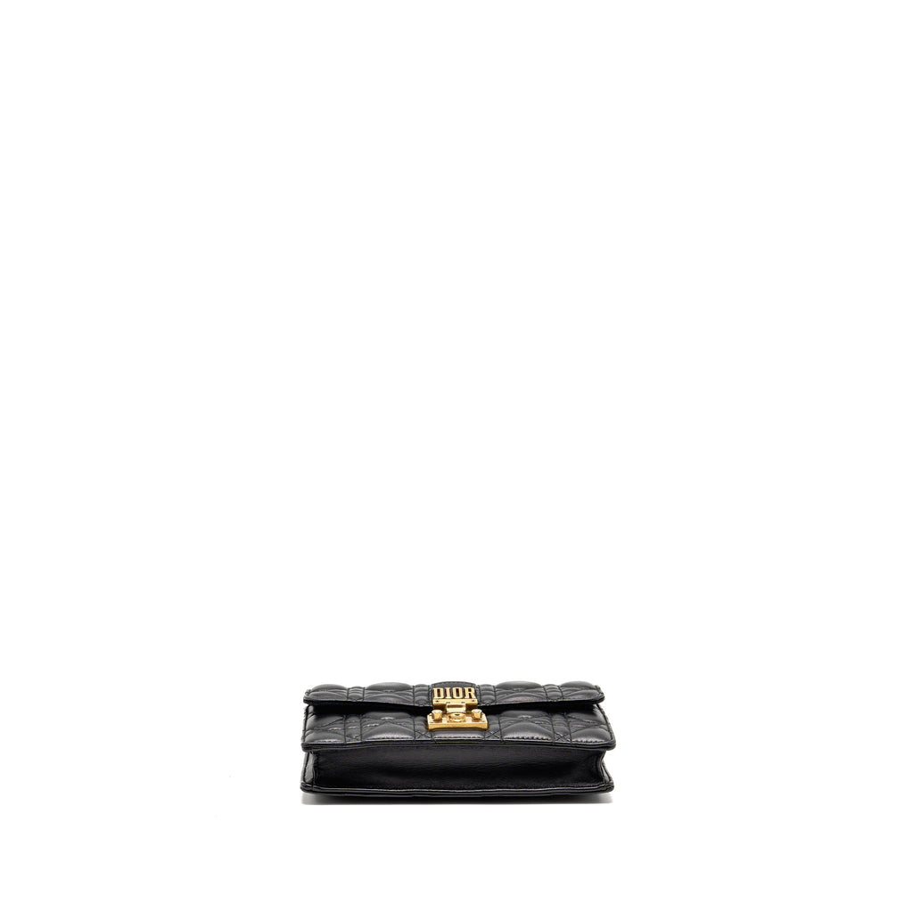 DIOR DIORADDICT WALLET ON CHAIN CANNAGE LEATHER BLACK GHW