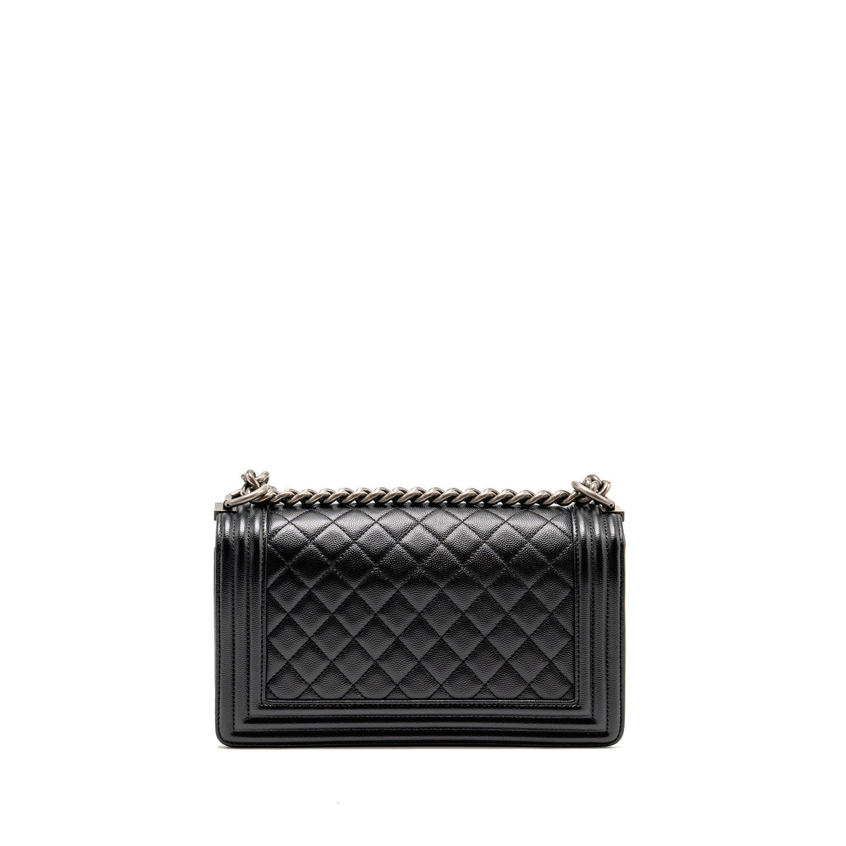 CHANEL MEDIUM BOY BAG CAVIAR BLACK RUTHENIUM SILVER HARDWARE