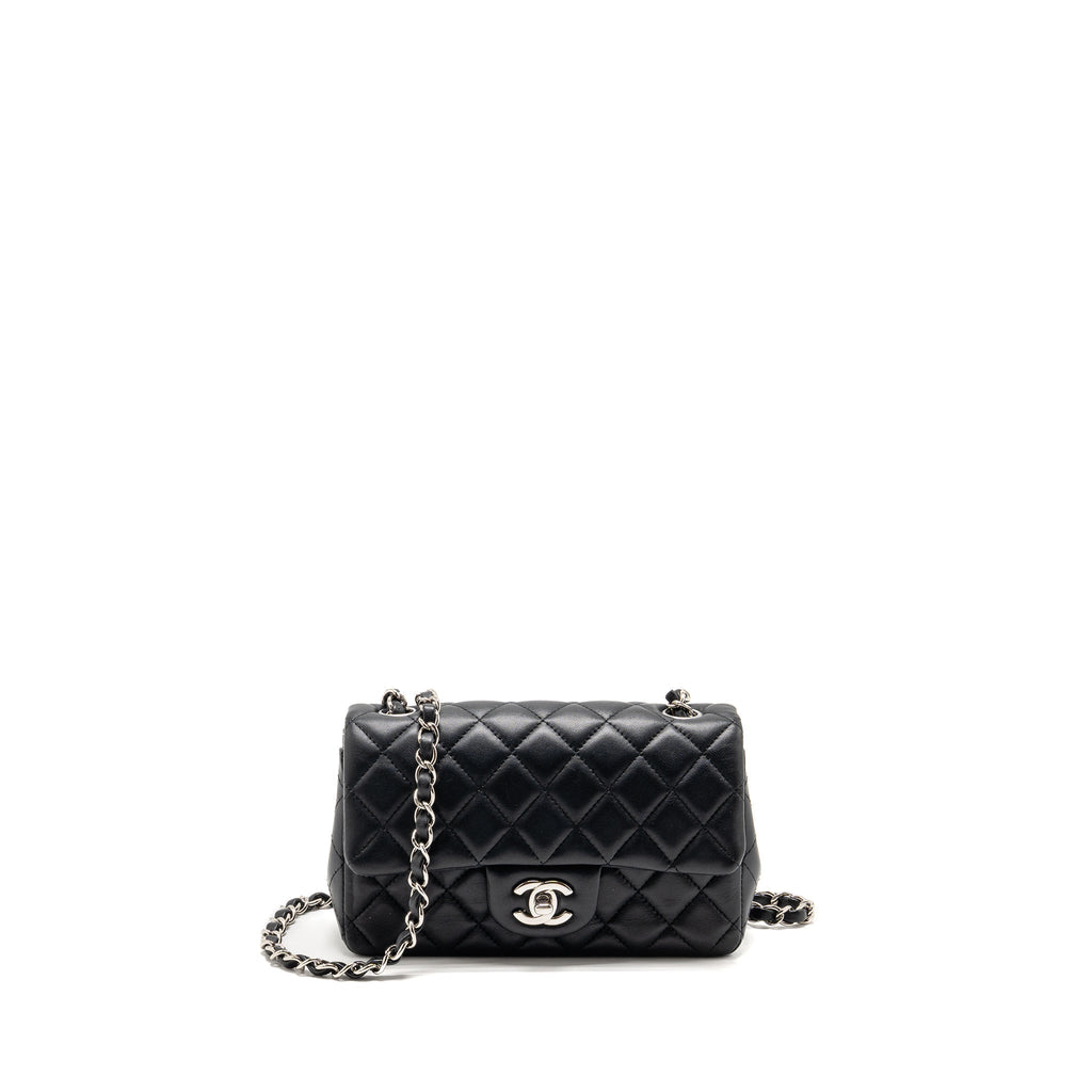 CHANEL MINI RECTANGULAR FLAP BAG LAMBSKIN BLACK SHW
