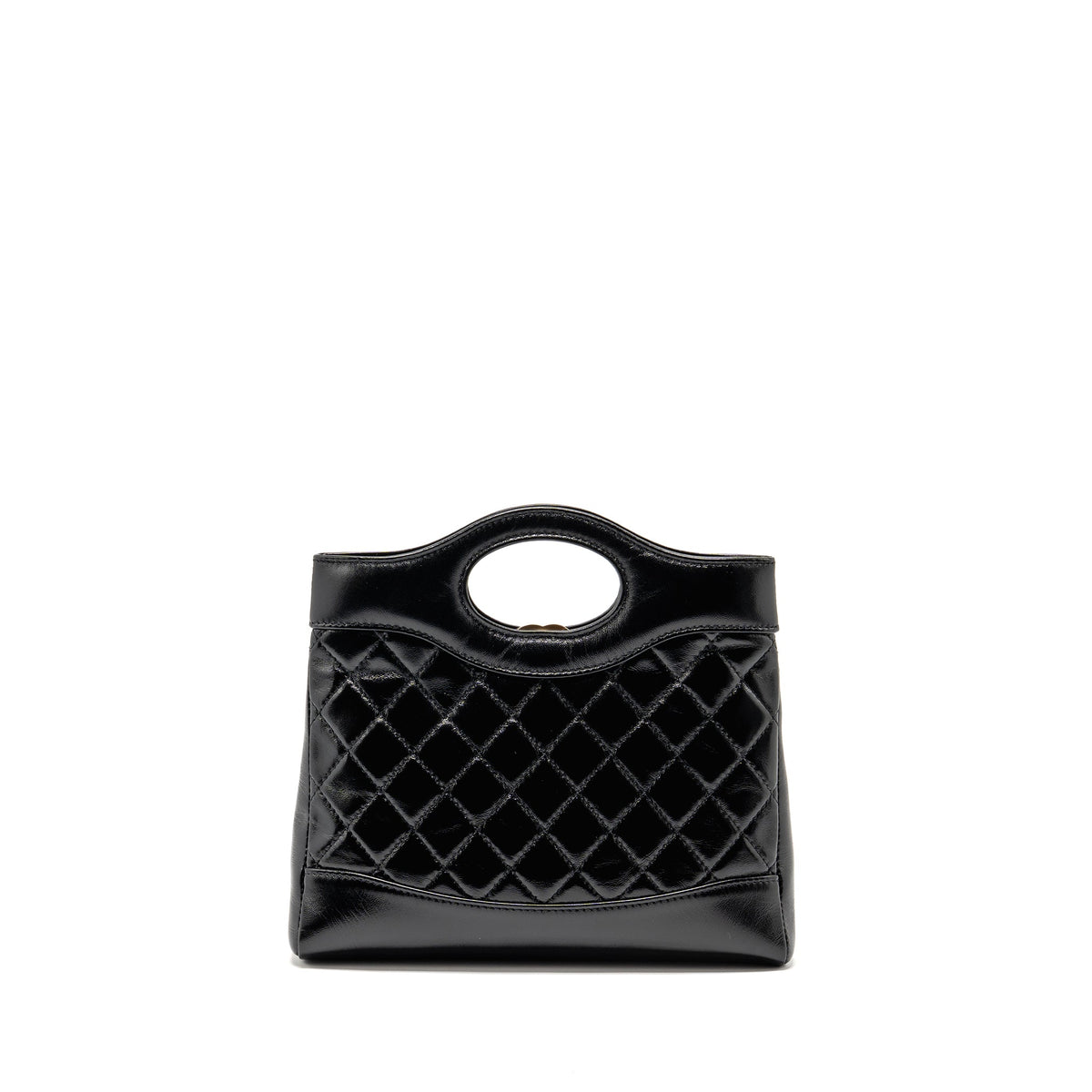 CHANEL MINI 31 BAG SHINY LAMBSKIN BLACK LGHW (MICROCHIP)