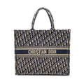 DIOR LARGE BOOK TOTE BLUE DIOR OBLIQUE EMBROIDERY