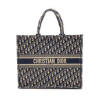 DIOR LARGE BOOK TOTE BLUE DIOR OBLIQUE EMBROIDERY