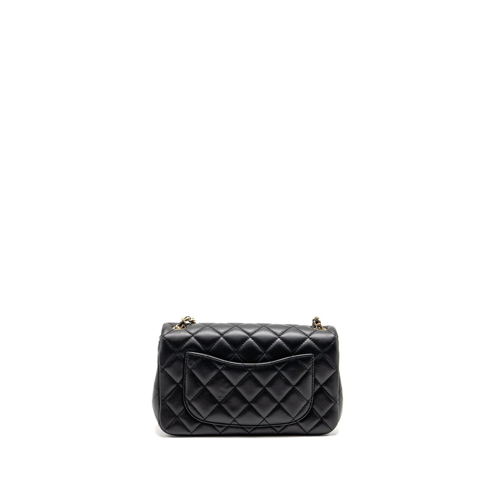 CHANEL PEARL CRUSH MINI RECTANGULAR LAMBSKIN BLACK LGHW (MICROCHIP)