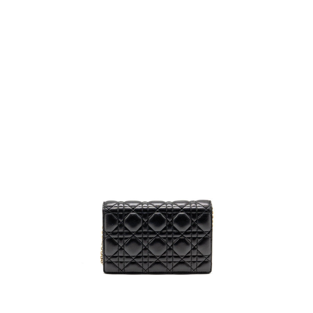 DIOR DIORADDICT WALLET ON CHAIN CANNAGE LEATHER BLACK GHW