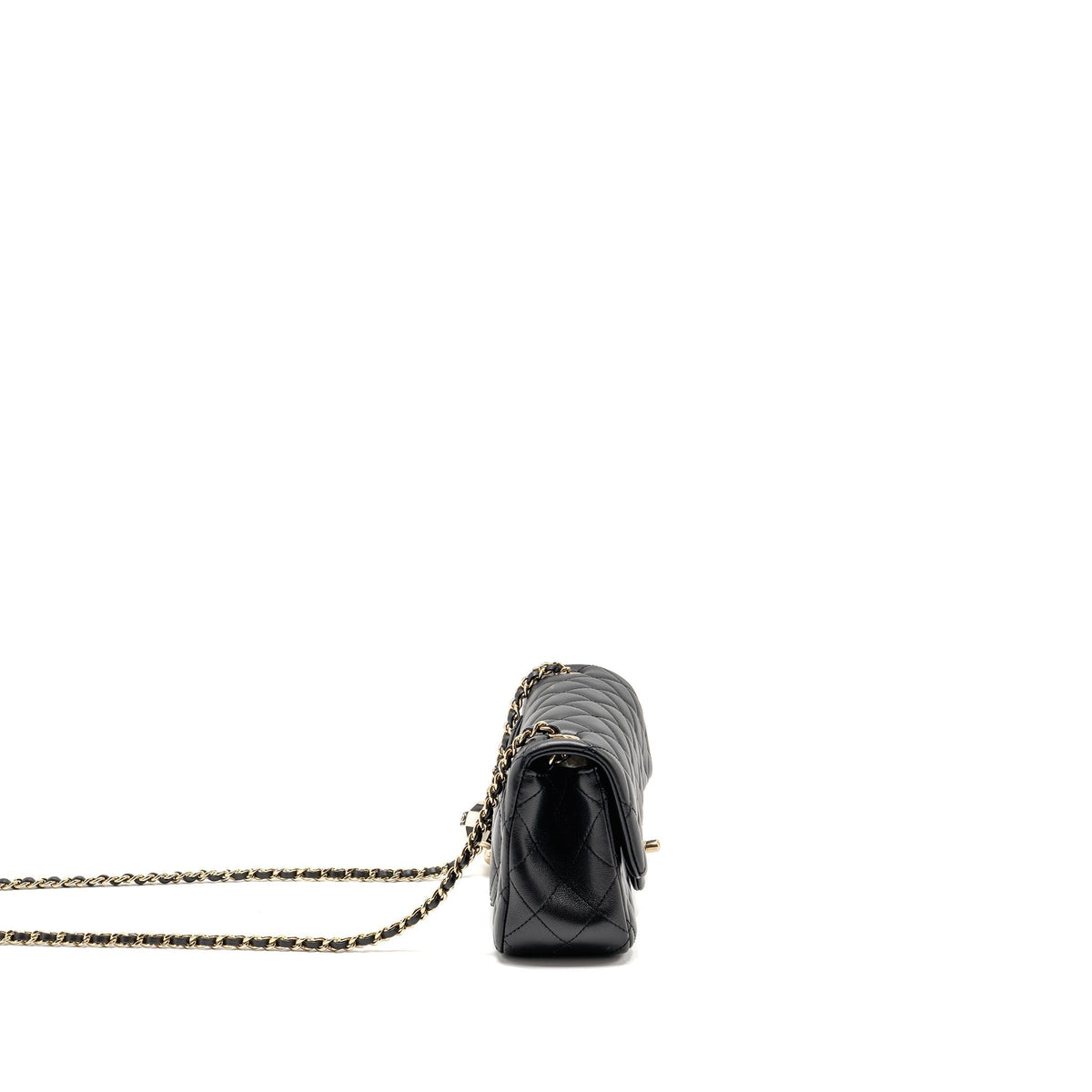 CHANEL PEARL CRUSH MINI RECTANGULAR LAMBSKIN BLACK LGHW (MICROCHIP)