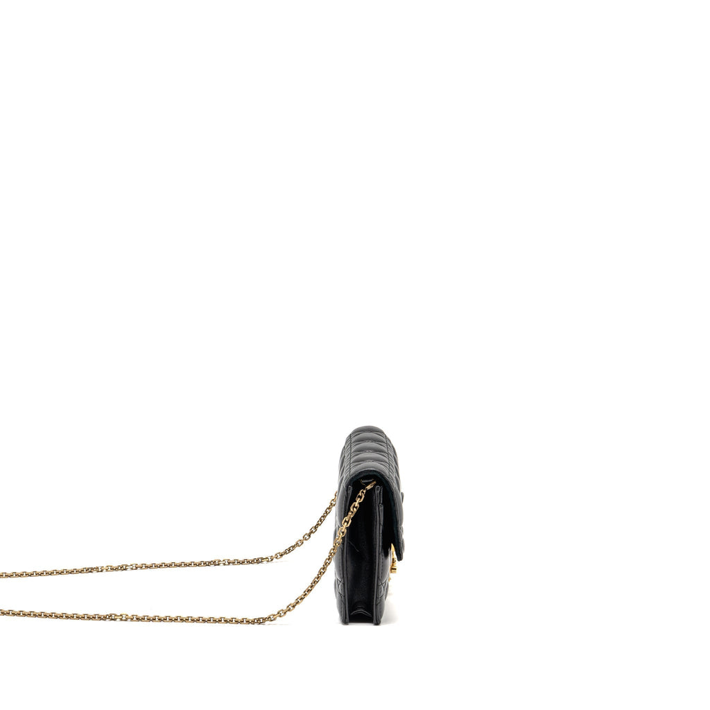 DIOR DIORADDICT WALLET ON CHAIN CANNAGE LEATHER BLACK GHW