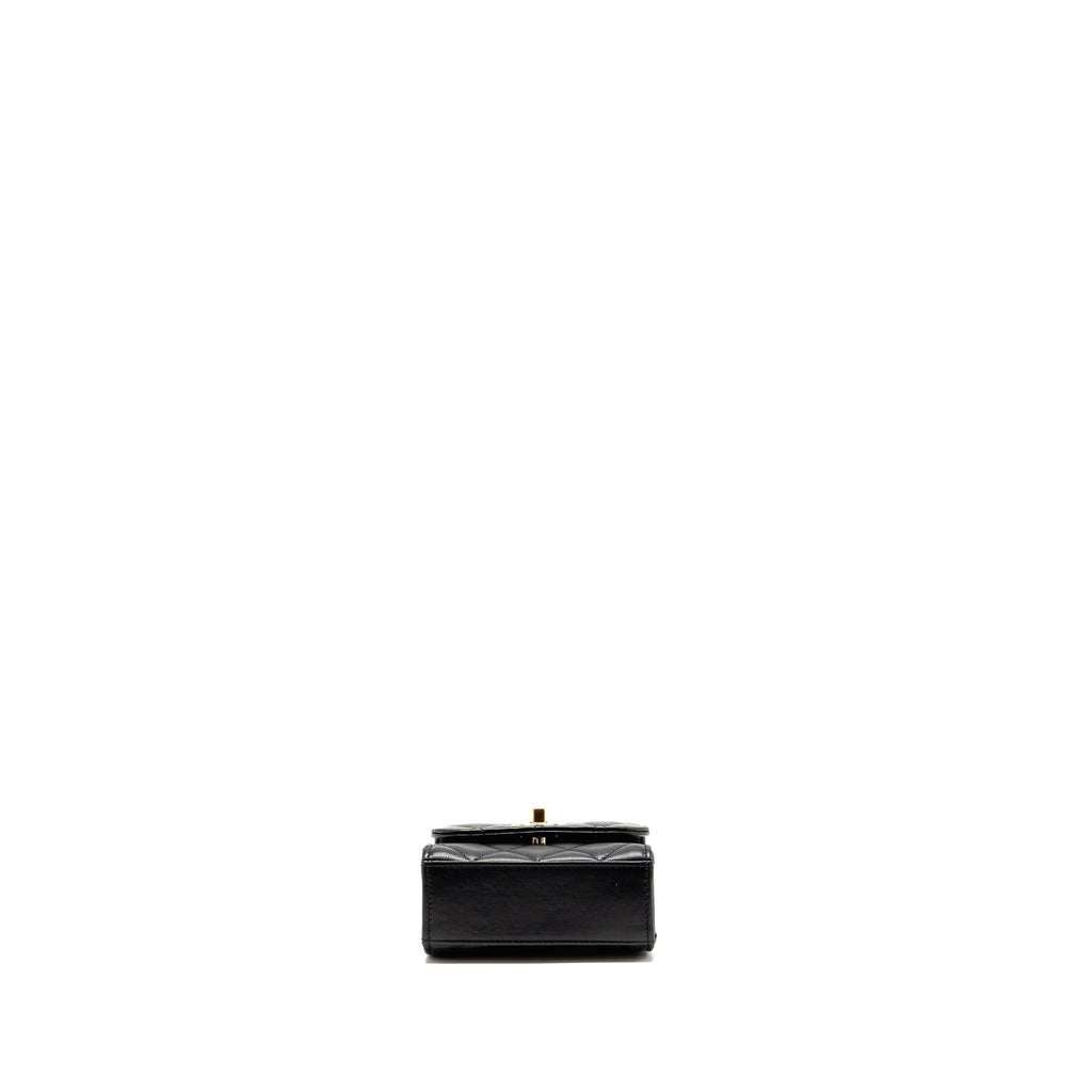 CHANEL MINI TRENDY CC CLUTCH WITH CHAIN LAMBSKIN BLACK LGHW