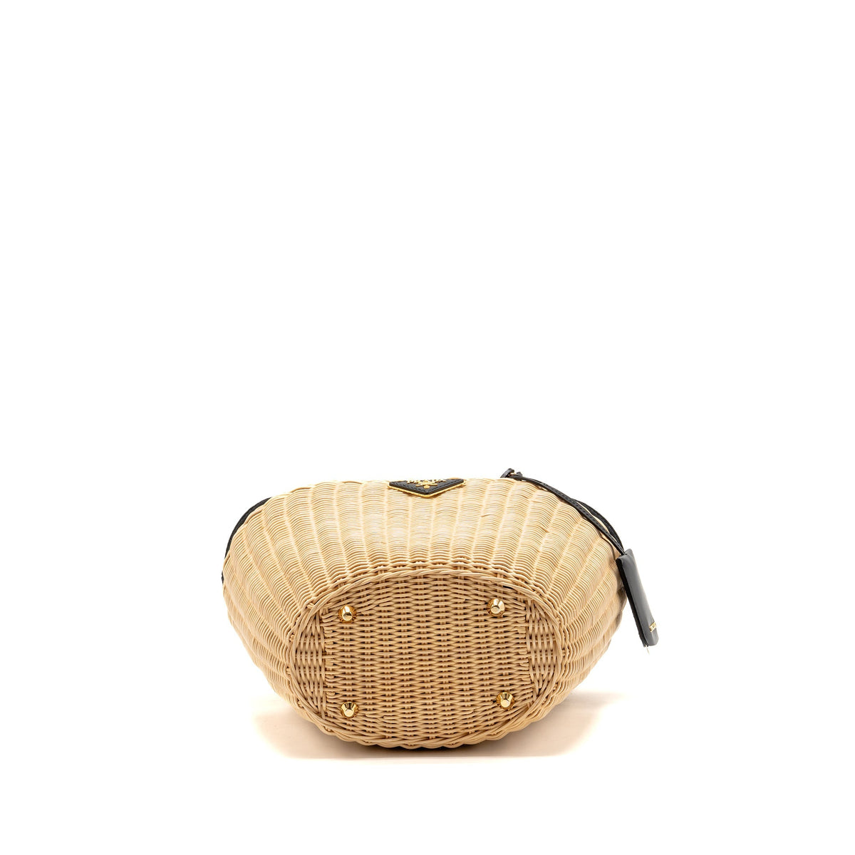 Prada Wicker Shopping Bag Canvas/Woven Tan/Black GHW