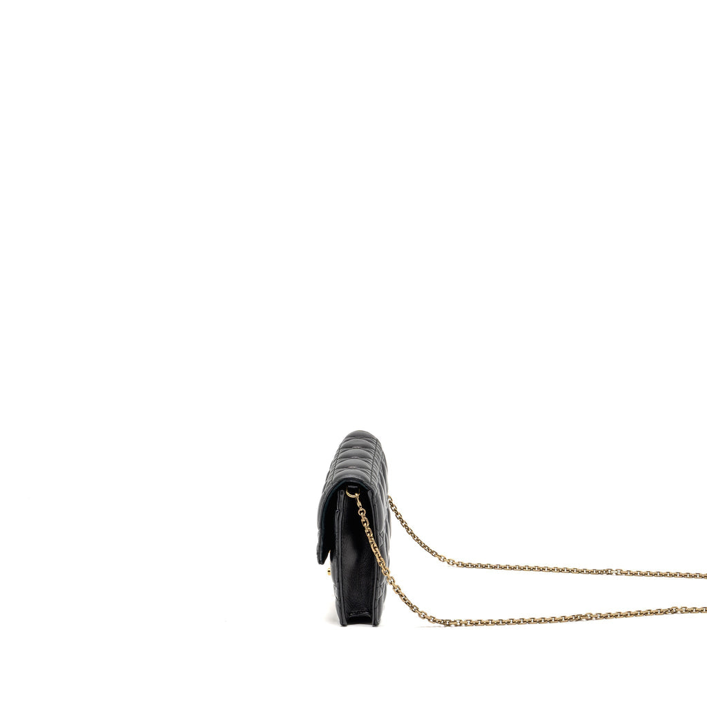 DIOR DIORADDICT WALLET ON CHAIN CANNAGE LEATHER BLACK GHW