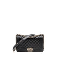 CHANEL MEDIUM BOY BAG CAVIAR BLACK RUTHENIUM SILVER HARDWARE