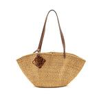 Loewe Anagram Shell Basket Tote Bag Raffia/Leather Brown/beige