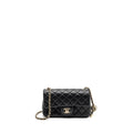 CHANEL PEARL CRUSH MINI RECTANGULAR LAMBSKIN BLACK LGHW (MICROCHIP)