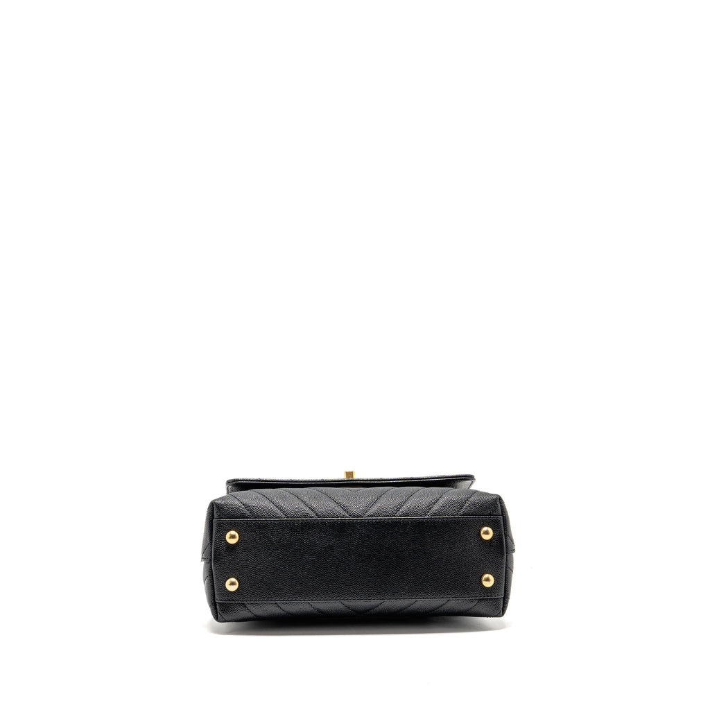 CHANEL SMALL COCO HANDLE WITH LIZARD EMBOSSED HANDLE CHEVRON CAVIAR BLACK GHW