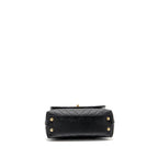 CHANEL SMALL COCO HANDLE WITH LIZARD EMBOSSED HANDLE CHEVRON CAVIAR BLACK GHW
