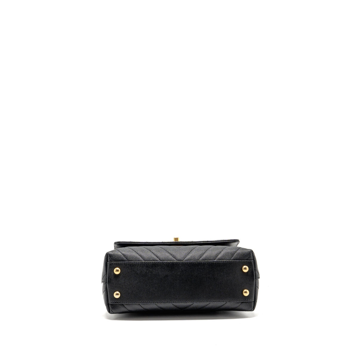 CHANEL SMALL COCO HANDLE WITH LIZARD EMBOSSED HANDLE CHEVRON CAVIAR BLACK GHW