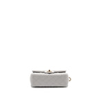 CHANEL TOP HANDLE MINI RECTANGULAR FLAP BAG LAMBSKIN LIGHT GREY LGHW (MICROCHIP)