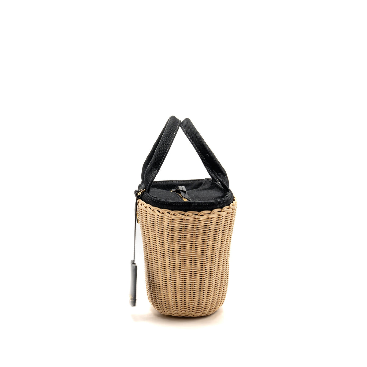 Prada Wicker Shopping Bag Canvas/Woven Tan/Black GHW
