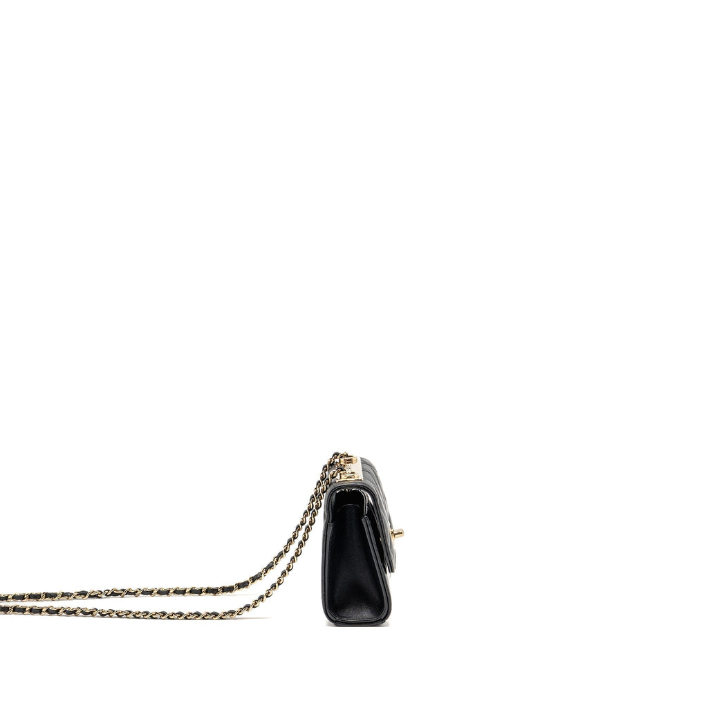 CHANEL MINI TRENDY CC CLUTCH WITH CHAIN LAMBSKIN BLACK LGHW