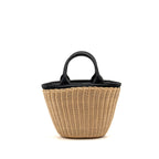 Prada Wicker Shopping Bag Canvas/Woven Tan/Black GHW