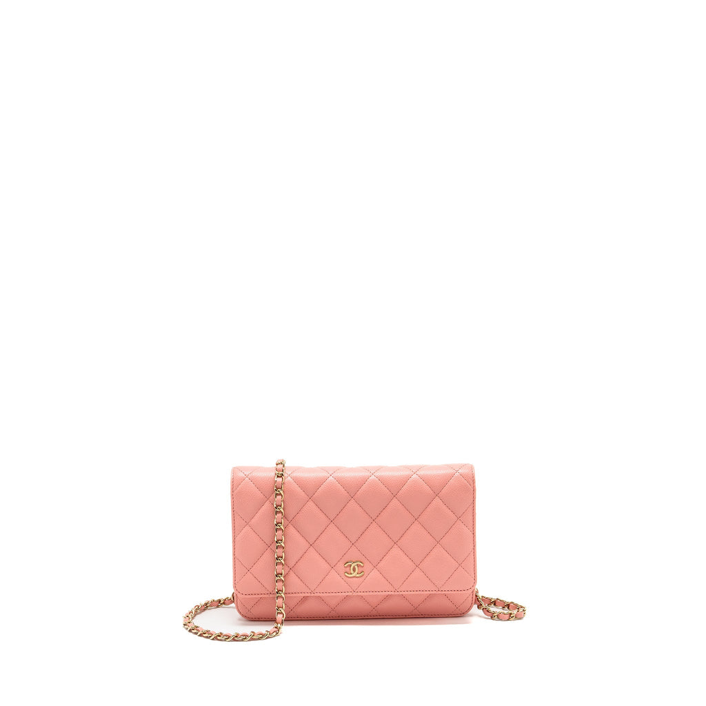CHANEL CLASSIC WALLET ON CHAIN CAVIAR PINK LGHW (MICROCHIP)